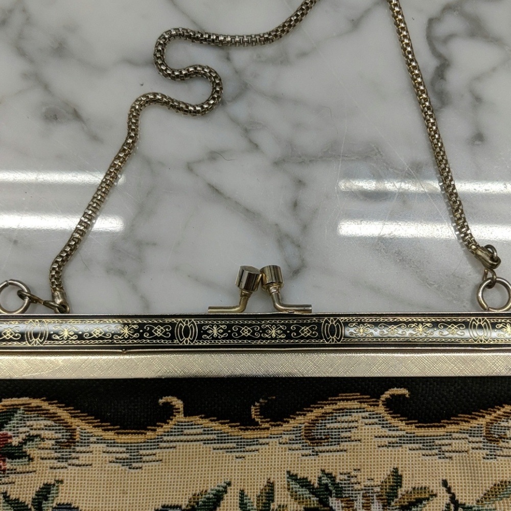 90sVINTAGE Mini Gold Tone Floral Handbag - Picture 5 of 5